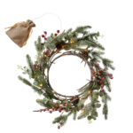 GHIRLANDA CON BACCHE E PIGNE CON 36 LEDS DIAM. 40 CM L'OCANERA