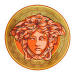 PIATTO SEGNAPOSTO 33 CM MEDUSA AMPLIFIED ORANGE COIN VERSACE ROSENTHAL