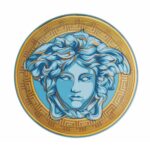 PIATTO SEGNAPOSTO 33 CM MEDUSA AMPLIFIED BLUE COIN VERSACE ROSENTHAL