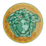 PIATTO SEGNAPOSTO 33 CM MEDUSA AMPLIFIED GREEN COIN VERSACE ROSENTHAL