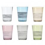 BICCHIERE VETRO FILANTE COLORI ASSORTITI SET 6 PEZZI ZAFFERANO