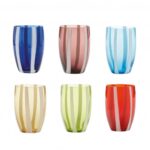 BICCHIERE VETRO GESSATO COLORI ASSORTITI SET 6 PEZZI ZAFFERANO