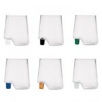 BICCHIERE VETRO BOROSILICATO GAMBA DE VERO COLORI ASSORTITI SET 6 PEZZI ZAFFERANO