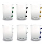 BICCHIERE VETRO BOROSILICATO PETONI COLORI ASSORTITI SET 6 PEZZI ZAFFERANO