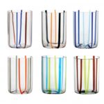 BICCHIERE VETRO BOROSILICATO TIRACHE COLORI ASSORTITI SET 6 PEZZI ZAFFERANO