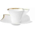 NEW WAVE PREMIUM GOLD TAZZA ESPRESSO CON PIATTNO  IN PREMIUM BONE PORCELAIN VILLEROY & BOCH