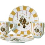 SET 4 PEZZI (PIATTINO COLAZIONE E MUG) CHRISTMAS LOVE BEIGE HUTSCHENREUTHER